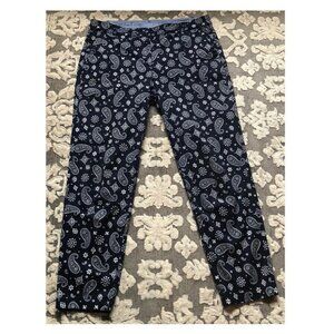 Talbots, The Weekend Chinos, Dark Blue w/White Paisley Print, Size 10